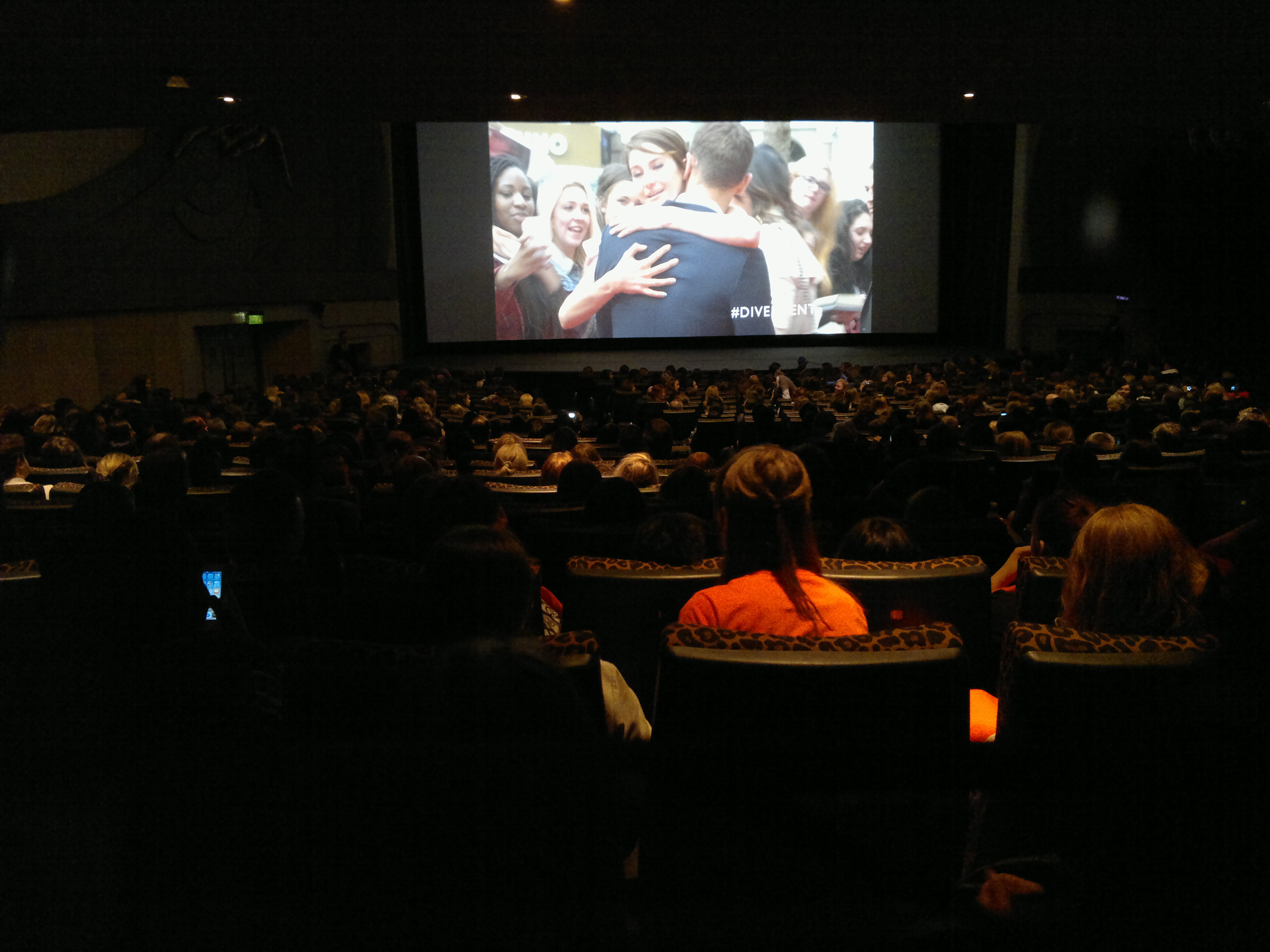 Inside the cinema at the Divergent première