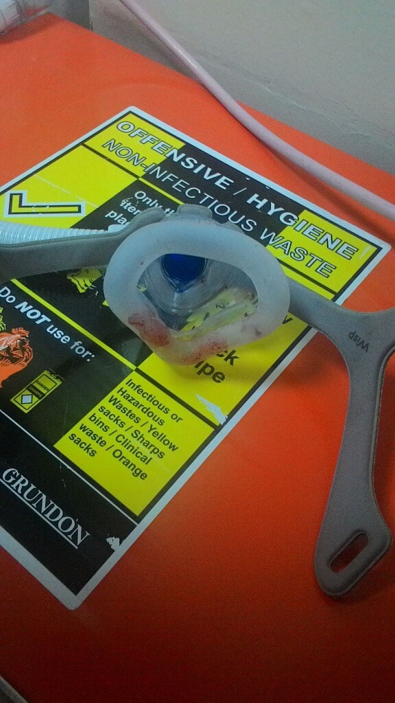 a ventilator mask with blood on Royal Brompton - Day 2