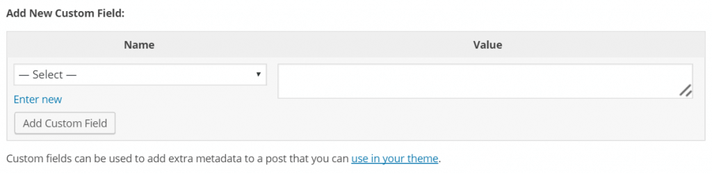 Wordpress screen shot showing enter new media field