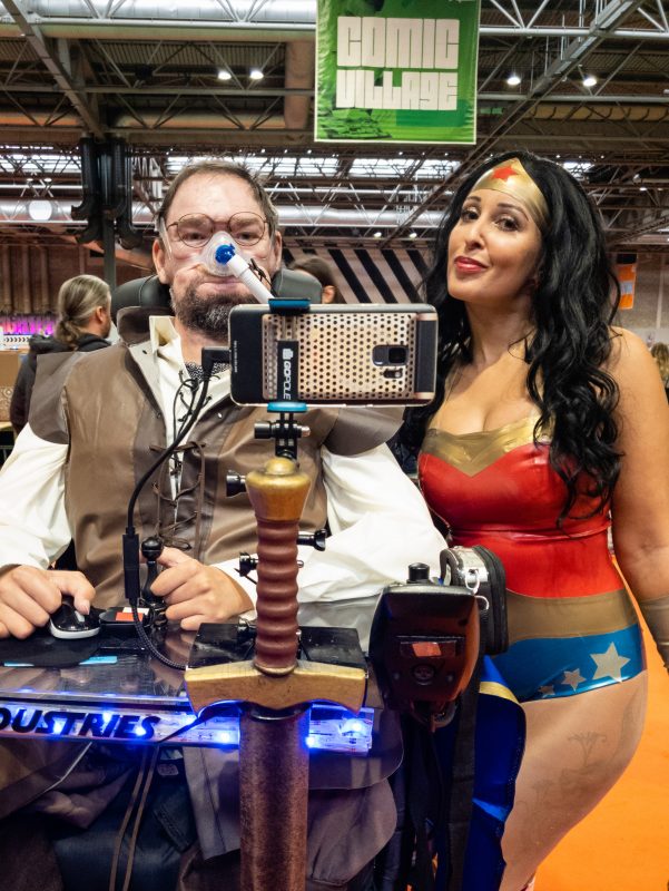 Daniel Baker dressed as the Flash with Tasha Cosplay dressed as Wonder Woman
