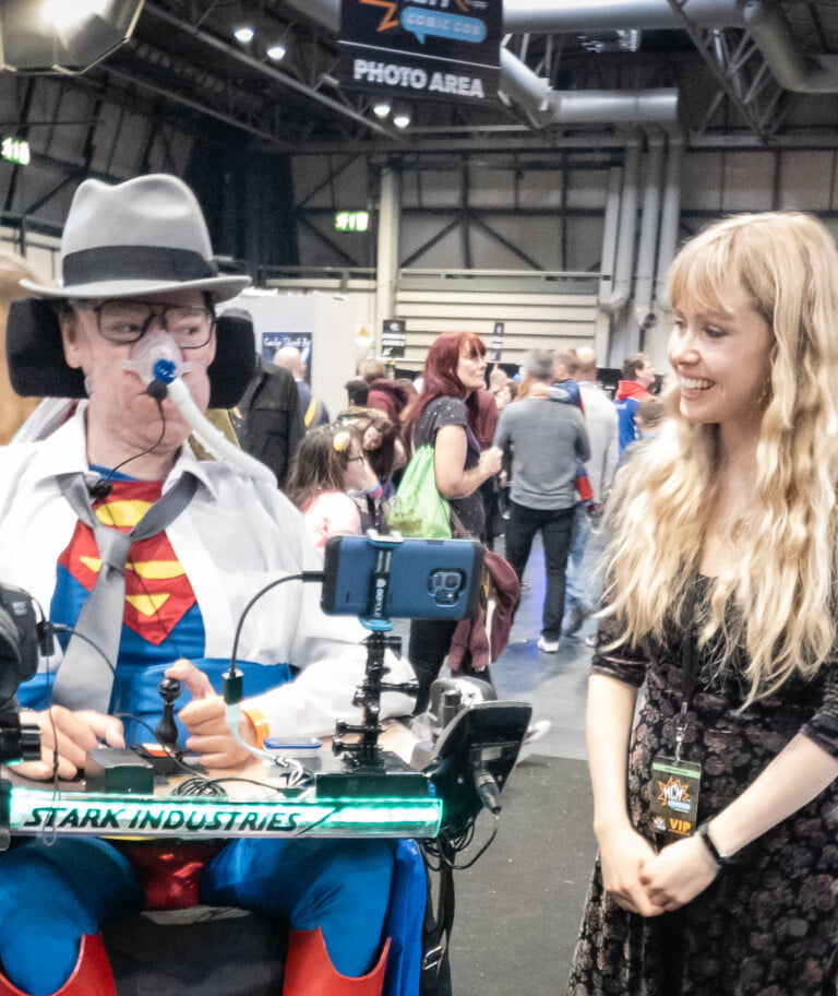 Ingvild Deila with Daniel Baker dressed as Clark Kent