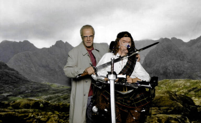 Christopher Lambert  with Daniel Baker dressed as The Highlander