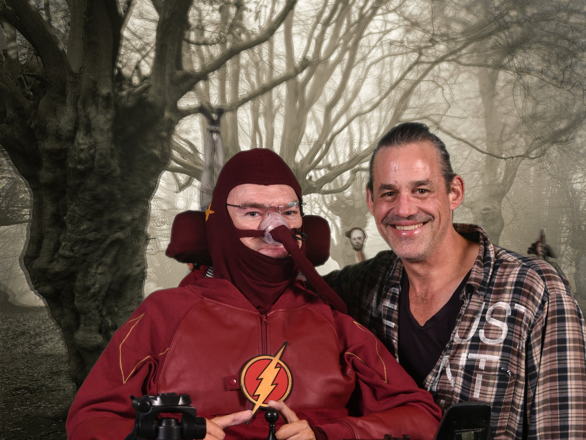 Nicholas Brendon with Daniel Baker dressed as The Flash