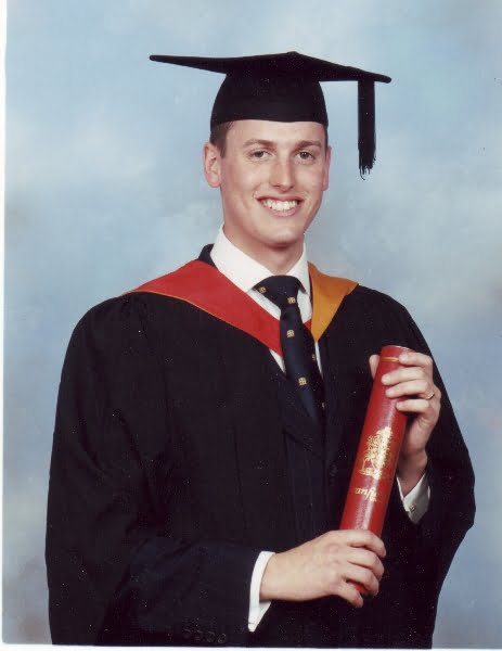 Martin Baker in his graduation gown and cap